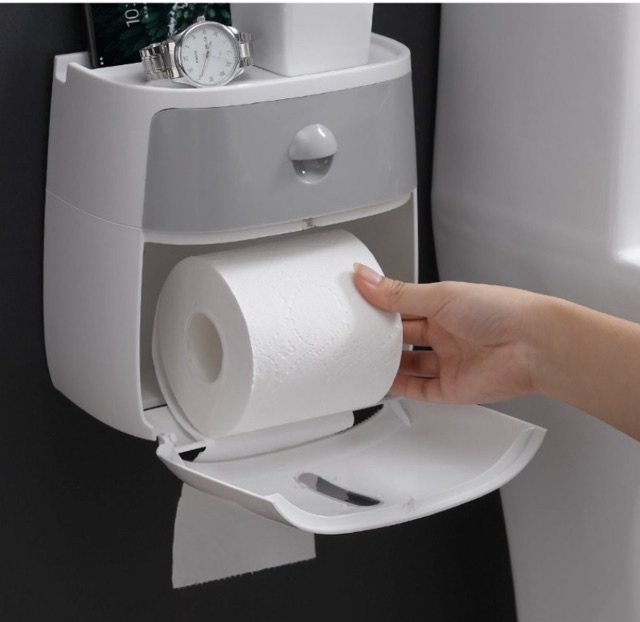 Hộp đựng giấy vệ sinh có ngăn kéo 2 tầng hàng chuẩn ecoco 1804