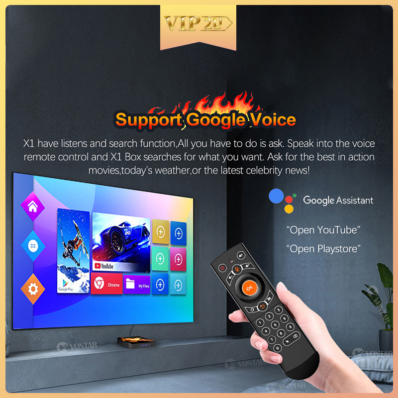 GOOGLE Đầu Tv Box X1 Hệ Điều Hành Android 10 4g 64gb 4k 1080p 2.4g & 5g Wifi Bt5.0