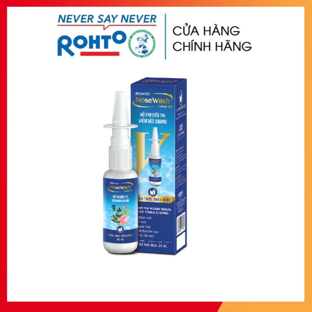 Xịt hỗ trợ điều trị viêm mũi xoang Rohto NoseWash Spray 35ml