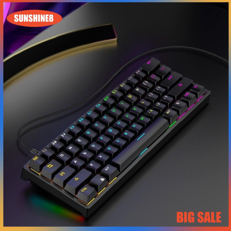 【SUN】Dây bàn phím G101 61-key Trục xanh Phát sáng RGB Bàn phím cơ học mát mẻ