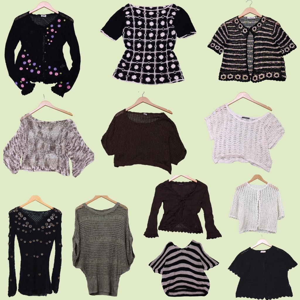 Áo lưới, áo khoác len móc len mongtoghi fairycore aesthetic vintage