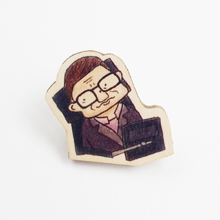 Huy Hiệu Cài Áo Gỗ Stephen Hawking PS014