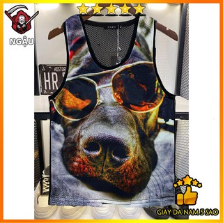 💥 Áo ba lỗ lưới, Áo Tank top Phong cách, cá tính - Chú chó kính đen
