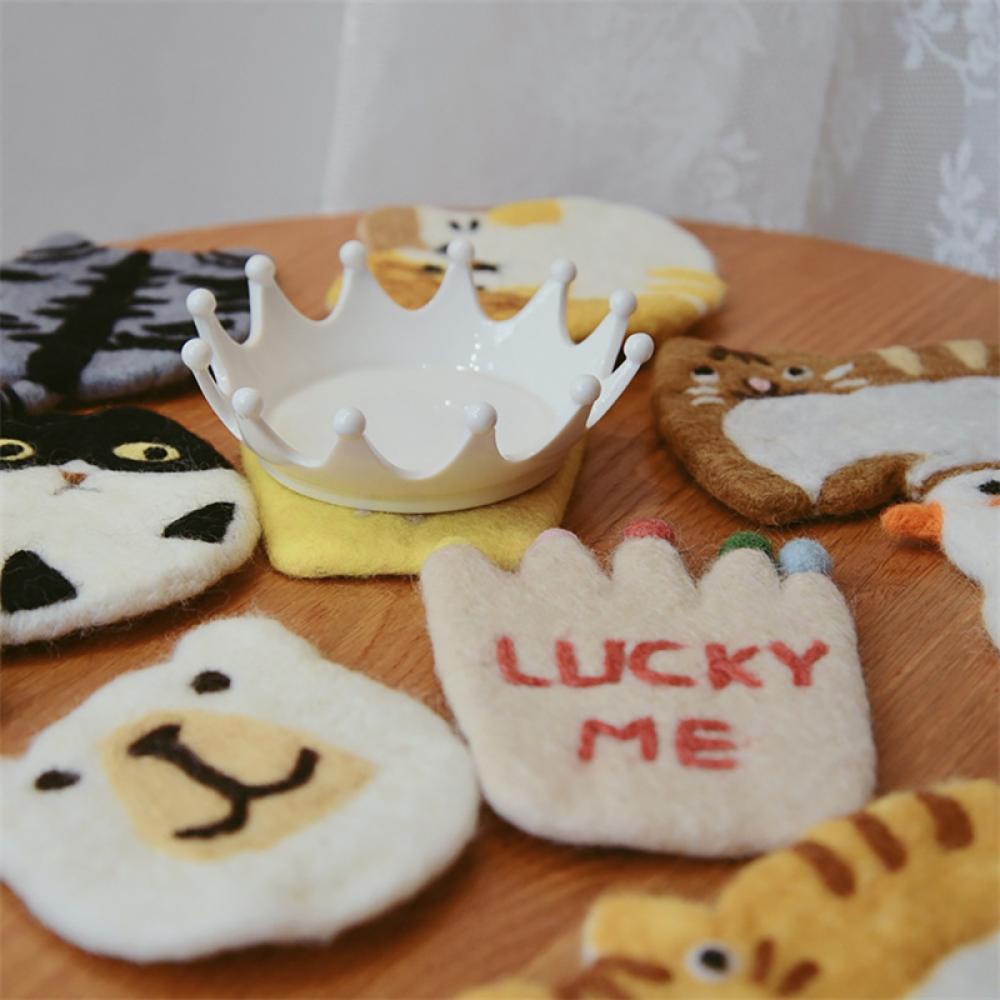 Tấm Lót Ly Bằng Len Họa Tiết Hoạt Hình Dễ Thương H3J7