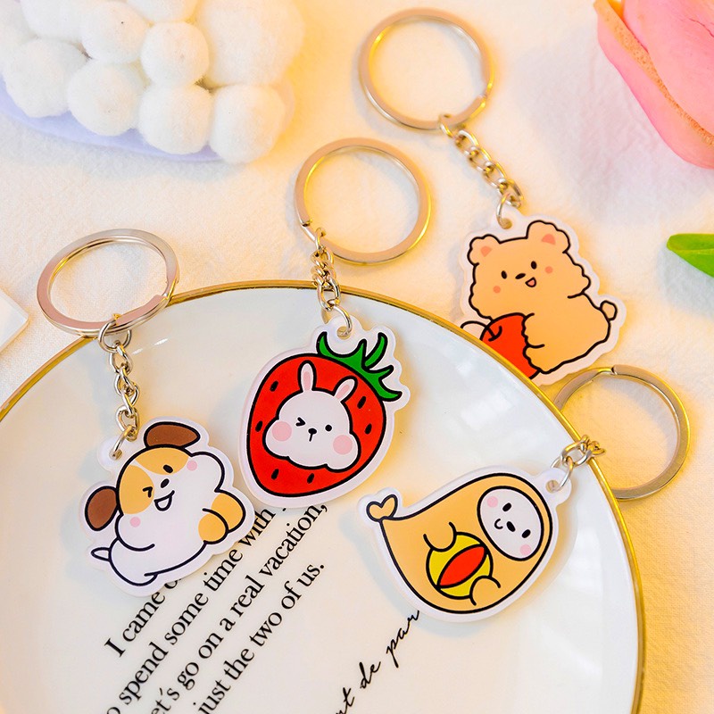 Móc Khoá Xe Hình Icon Sticker Hoạt Hình Móc Balo, Chìa Khoá Siêu Xinh Cute Mới