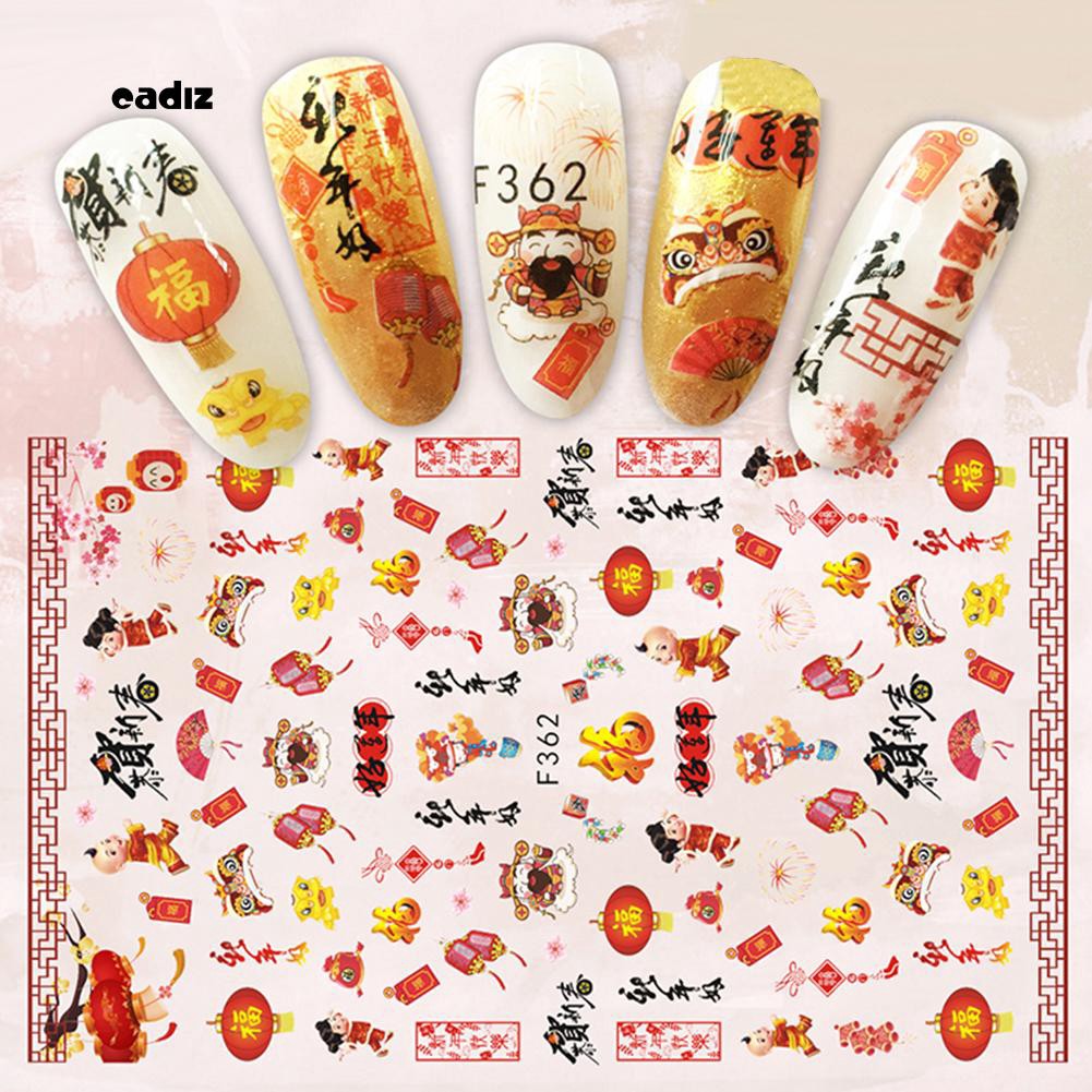 Sticker dán móng tay chúc mừng năm mới kiểu Trung Hoa
