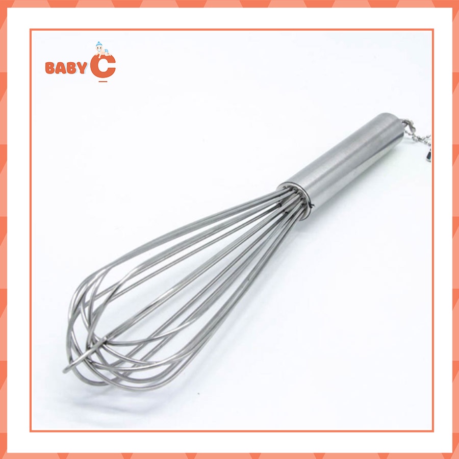 Dụng cụ đánh trứng cầm tay kích thước 29.5x6.5cm, phớ đánh trứng lồng inox không gỉ - BabyC