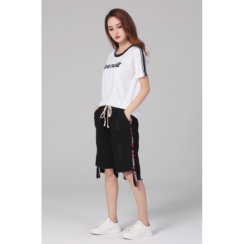 quần ngố big size short màu đen trắng đỏ wash rách size 75-120kg