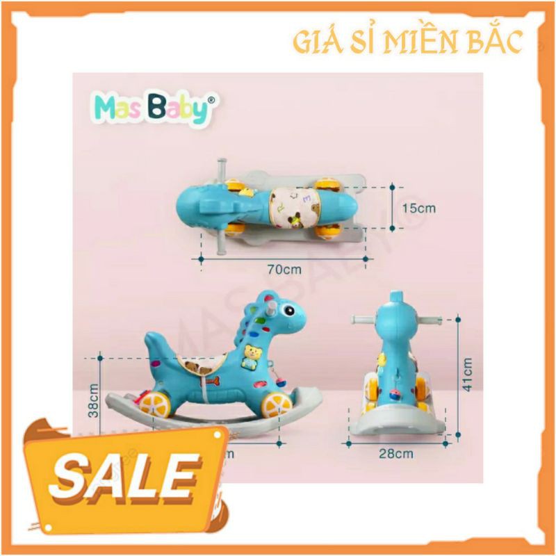 Ngựa Bập Bênh có đèn có nhạc có bánh xe 2in1 Loại 1 (kèm chuông lục lạc )