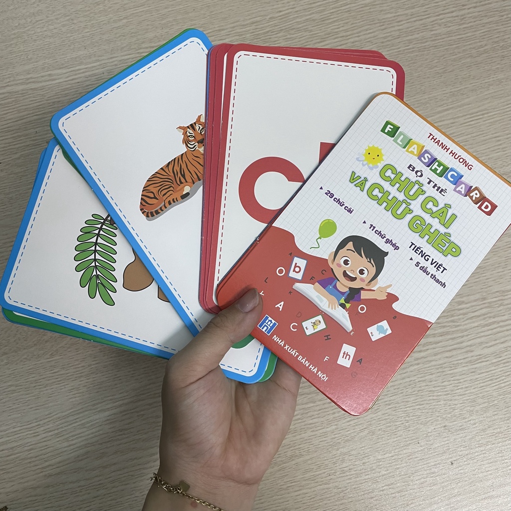Sách - Flashcard Bộ thẻ chữ cái và chữ ghép tiếng việt - 29 chữ cái - 11 chữ ghép - 5 dấu thanh (10 x 15 cm)