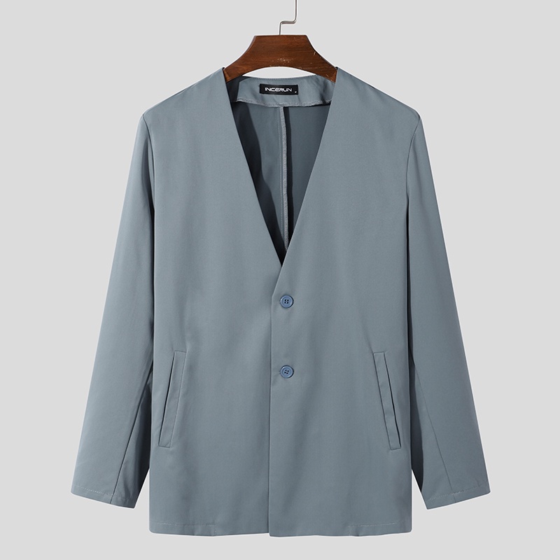 Áo khoác blazer tay dài màu trơn thiết kế thời trang cho nam
