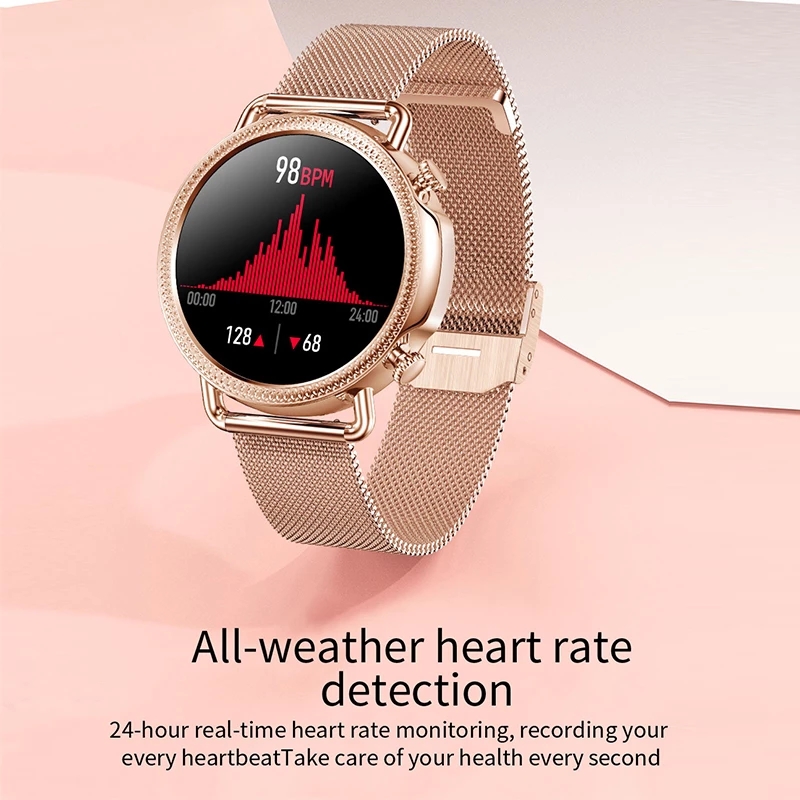 Lykry Smart Watch V25 Round Screen IP67 Waterproof Long Standby Body Temperature Heart Rate Monitor Period Tracker Fitness Tracker 1.28 inch