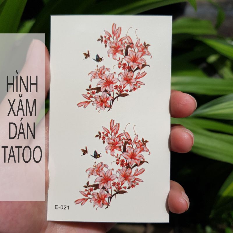 Hình xăm hoa e21. Xăm dán tatoo mini tạm thời, size &lt;10x6cm