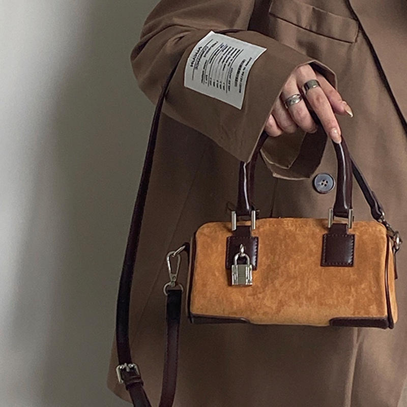 IELGY Túi Xách Đeo Vai Hình Trụ Cỡ Nhỏ Cài Khóa Kiểu retro Thời Trang Cho Nữ