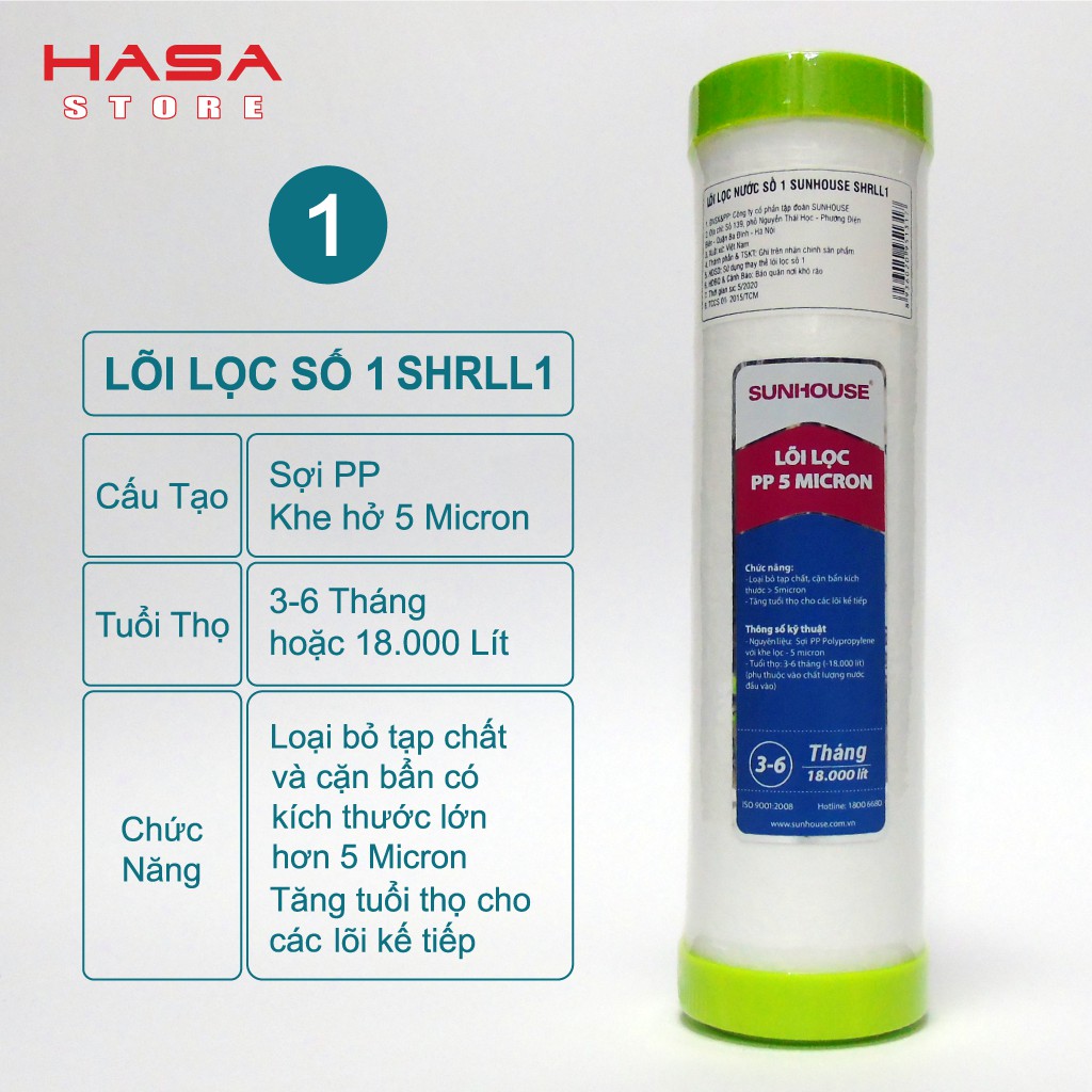 [CHÍNH HÃNG] Lõi Lọc Nước Số 1 SUNHOUSE - PP 5 Micron - SHRLL1 | BigBuy360 - bigbuy360.vn