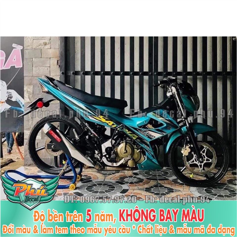 Tem rời Satria xăng cơ xanh đen -1