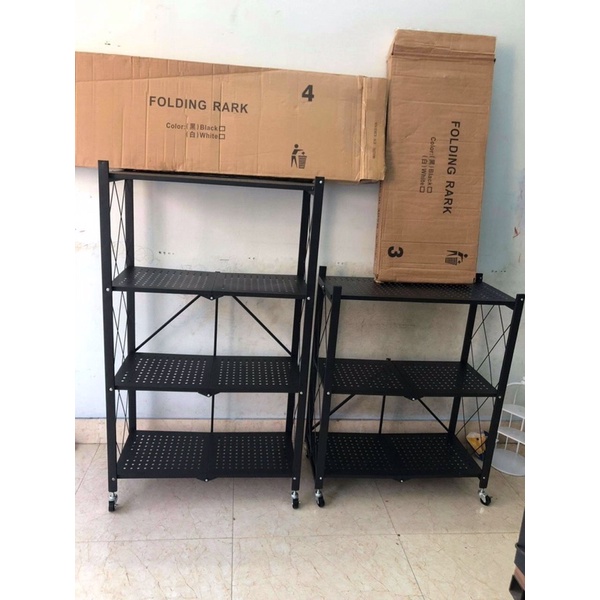 Kệ đa năng gấp gọn  có bánh xe 3 tầng, 4 tầng, 5 tầng để cây cảnh, lò vi sóng, lò nướng, sách