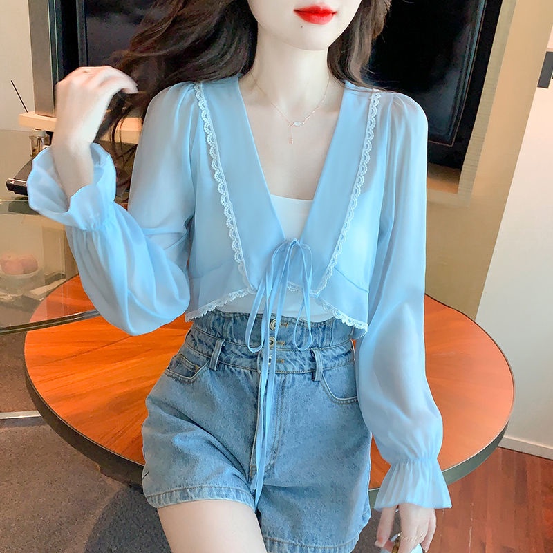 Áo Khoác cardigan Vải Voan Mỏng Dáng Ngắn Chống Nắng Thời Trang Mùa Hè Dành Cho Nữ