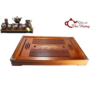 Khay gỗ đựng ấm chén_Khay đựng bộ trà cao cấp (D50 x R33 x C6cm)