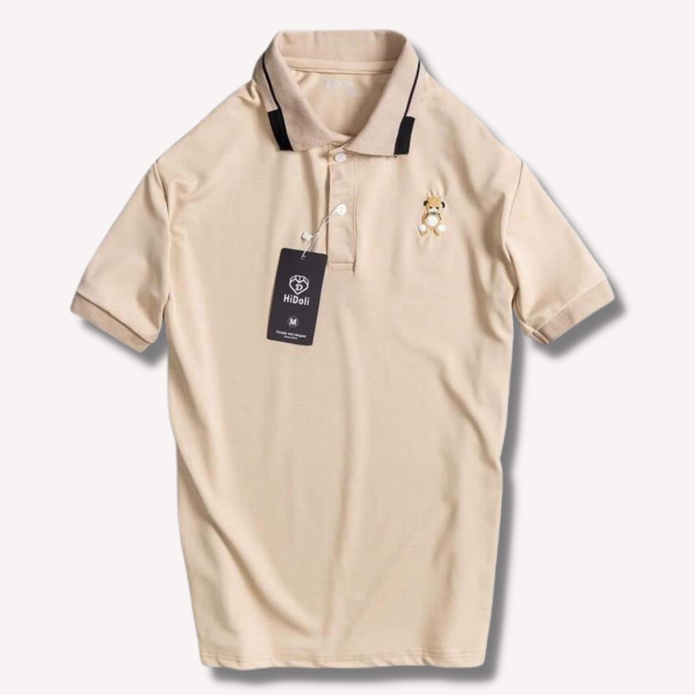 Áo thun polo nam thêu hình gấu chất cotton cá sấu thông thoáng ARU SHOP