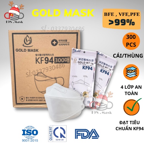 SỈ 1 THÙNG 300C KHẨU TRANG KF94 GOLD MASK XUẤT HÀN KHÁNG KHUẨN CAO