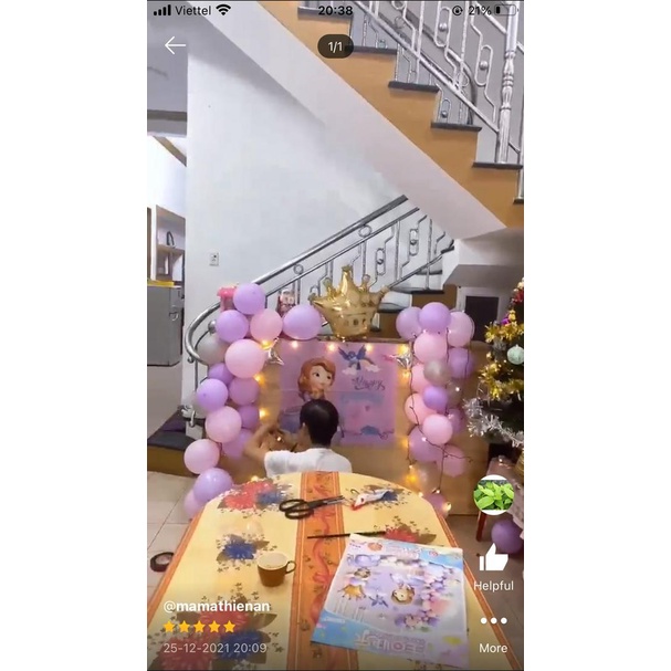 Set bong bóng phụ kiện trang trí sinh nhật cho bé gái chủ đề công chúa- BOBABO