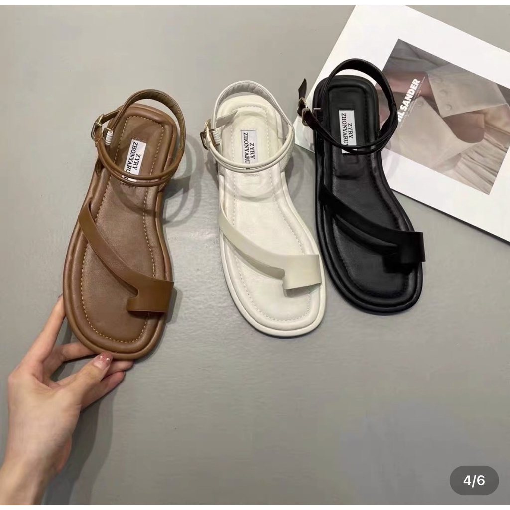 Giày Sandal Nữ Đế Bằng Quai Ống Đôi Xỏ Ngón Xéo SD-0320-giaydepxinh.dangmi