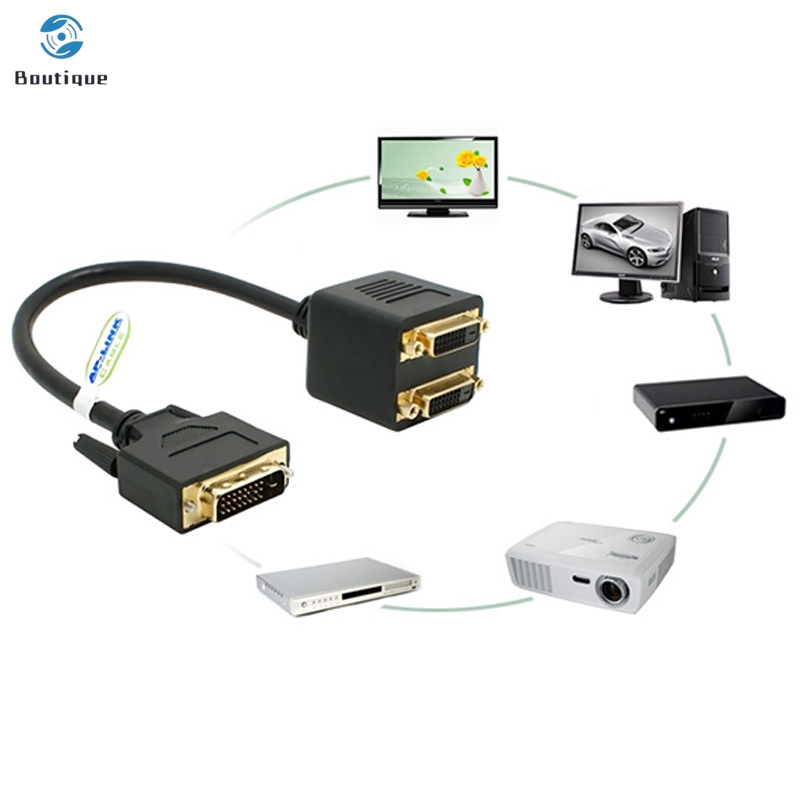 ✿♥▷ Adaptor DVI-D Male to Dual 2 DVI-I Female Video Y Splitter Cable Adapter