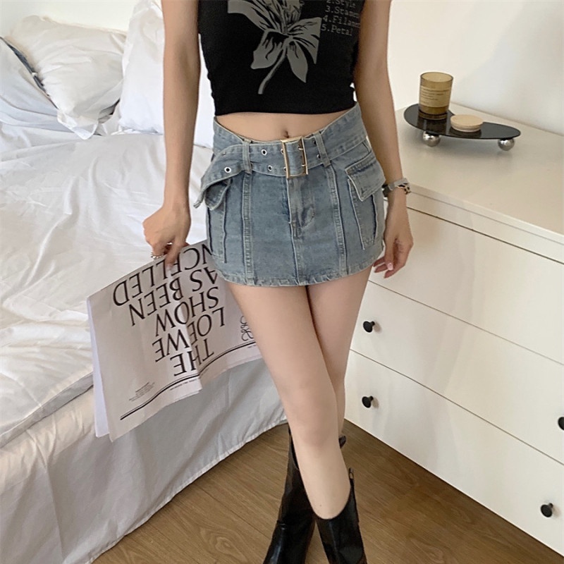 Quần Giả Váy Jeans Lưng Cao Thời Trang Quyến Rũ