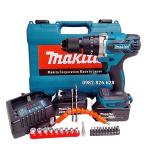 Máy Khoan Pin Makita 3 chức năng đầu kẹp  Autolock 13mm, động cơ từ không chổi than