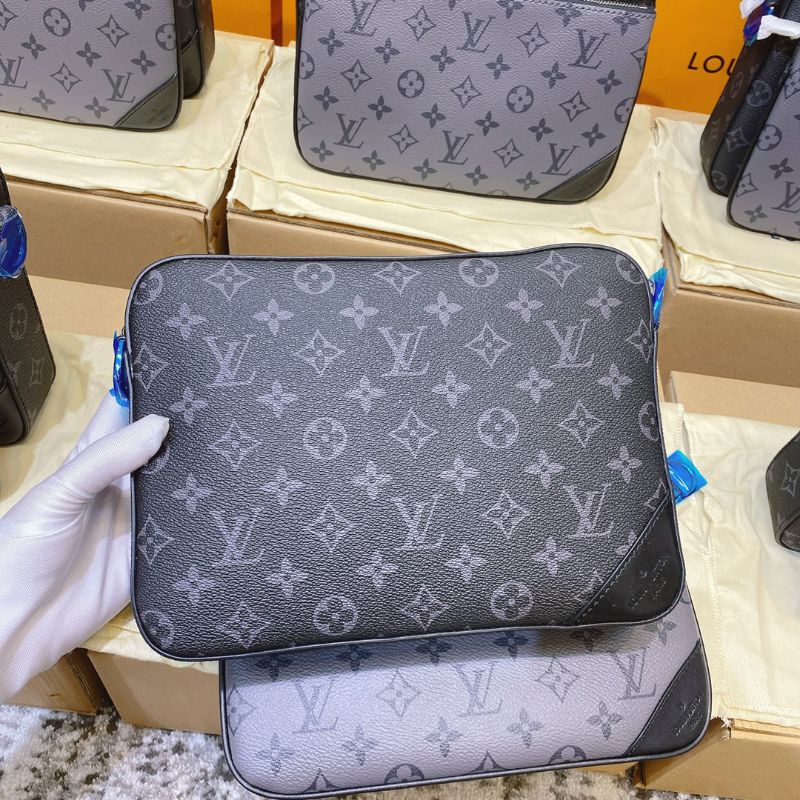 Túi nam LV / Louis Vuitton cổ điển hoa đen bạc TRIO ba trong một