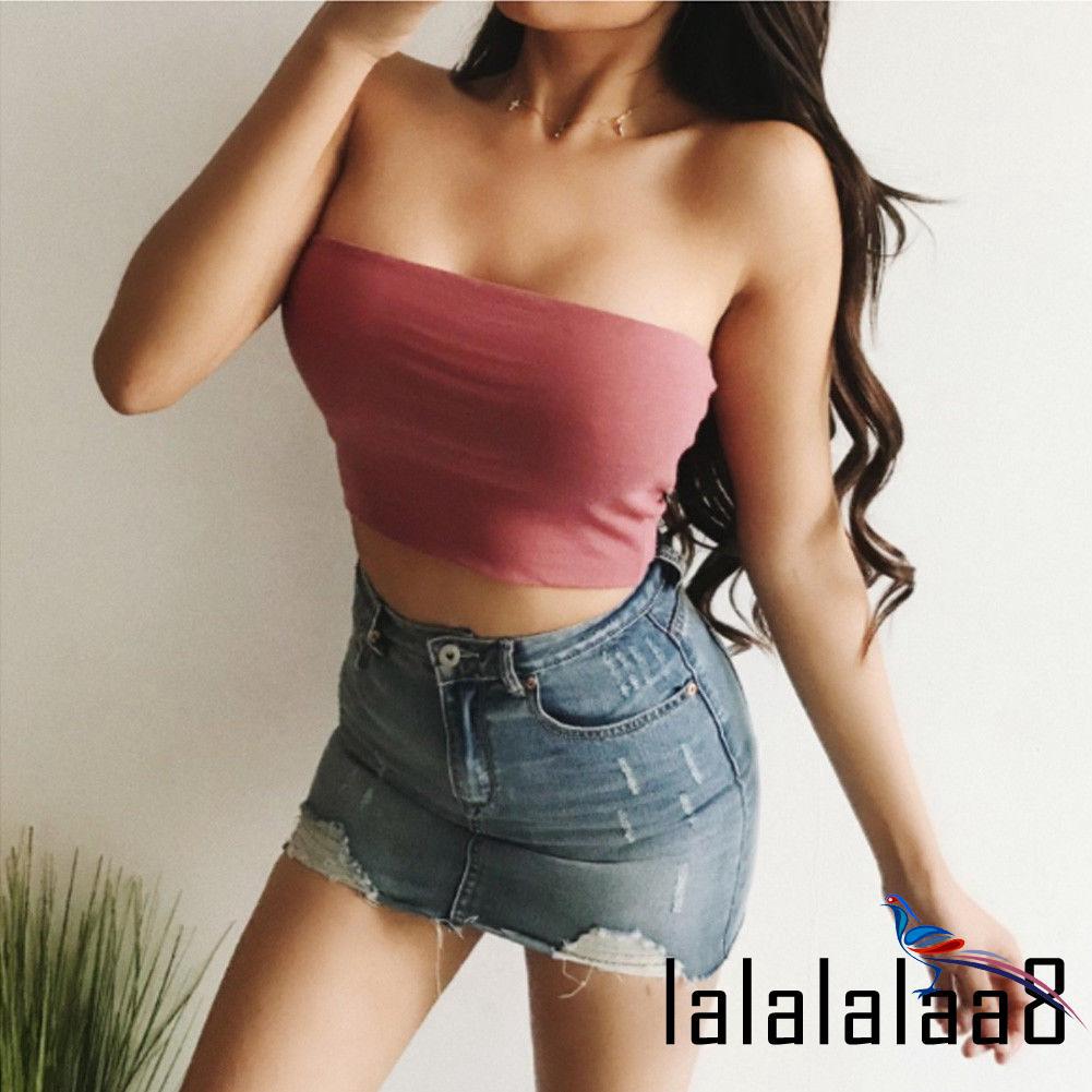 Áo ống trơn ngắn hở đơn giản quyến rũ cho nữ