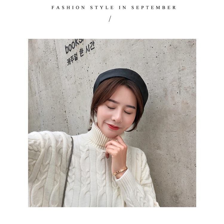 Mũ da beret Nón da nồi họa sĩ Retro Giả da cừu mềm mại Ulzzang Phong cách Hàn Quốc