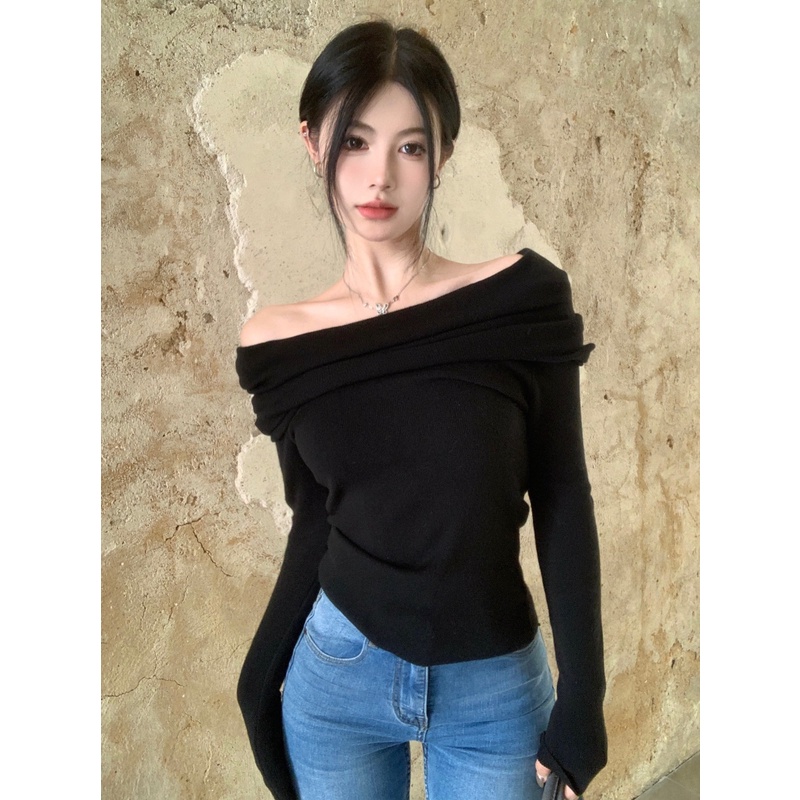 Áo Sweater Tay Dài Hở Vai Quyến Rũ Thời Trang Cho Nữ