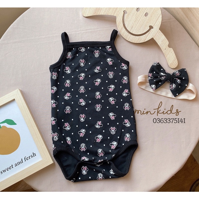Bodysuit 2 dây kèm nơ cho bé gái