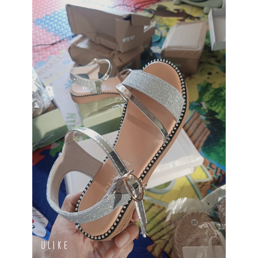 [sẵn] Sandal đế bằng quai ngang phối thời trang hè (có ảnh thật)