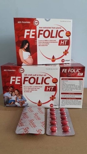 Fe Folic bổ sung sắt và acid folic, giảm thiếu máu do thiếu sắt, hỗ trợ quá trình tạo máu