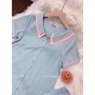 Bộ pijama quần dài áo cộc lụa vân gỗ tô châu cao cấp
