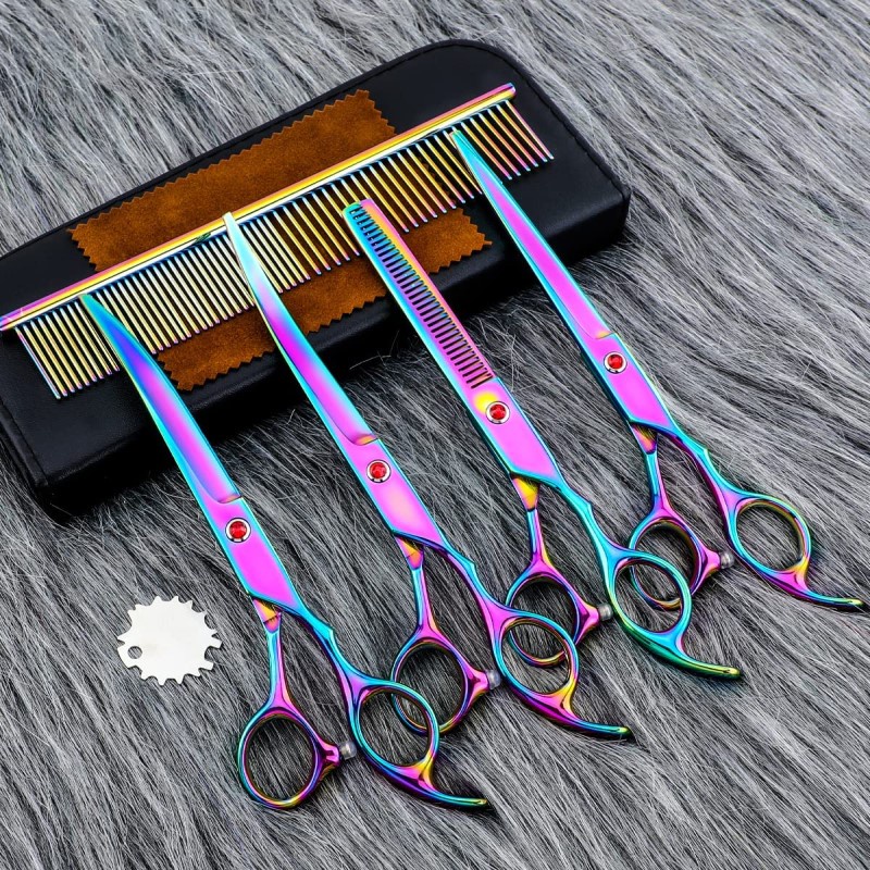 Bộ 9 Kéo Cắt Tỉa Lông Thú Cưng Bằng Thép Không Gỉ Màu Đen