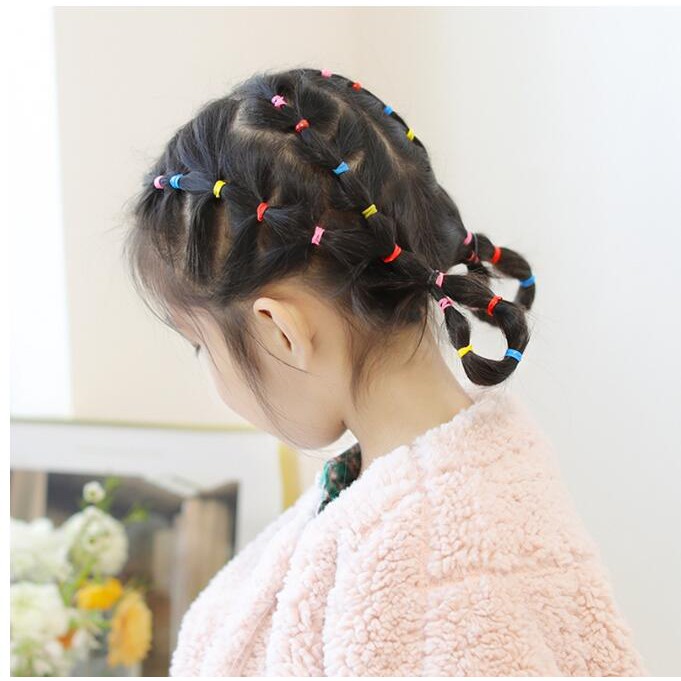 Set 2000 dây buộc tóc cao su nhiều màu sắc cho bé gái