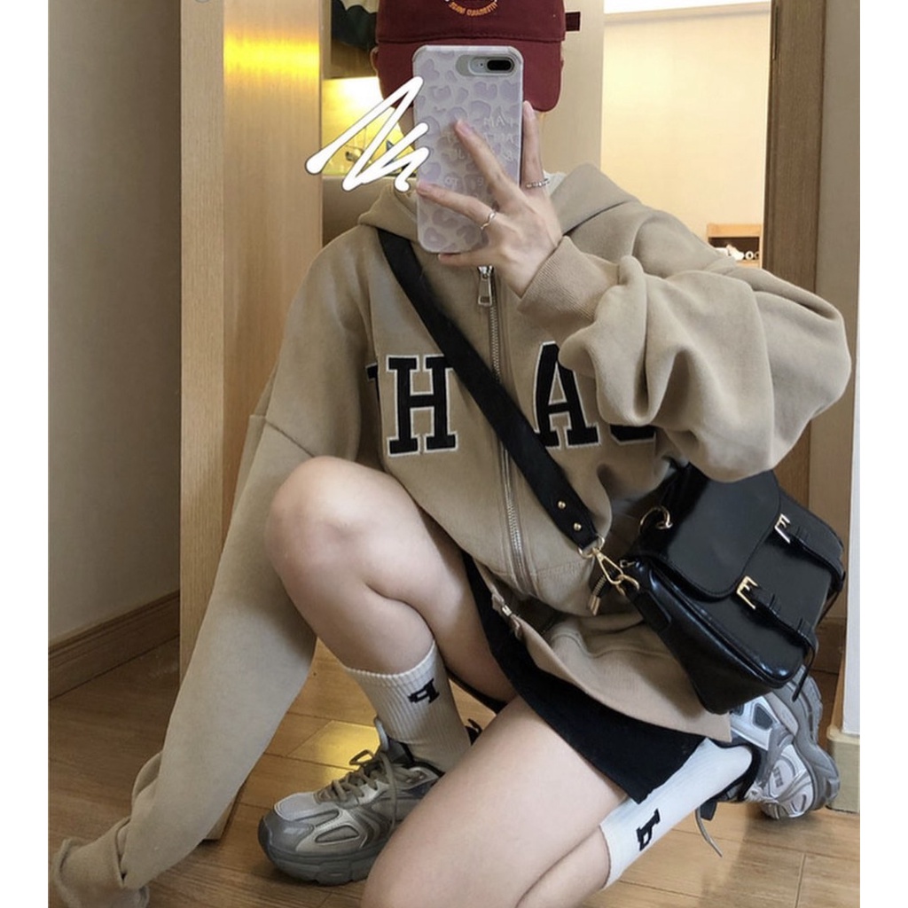 Áo Khoác Nỉ Ngoại Thêu Chữ Oahu PEONYB Unisex [FREESHIP] Hoodie zip form rộng tay bồng kiểu dáng vintage hàn quốc đẹp