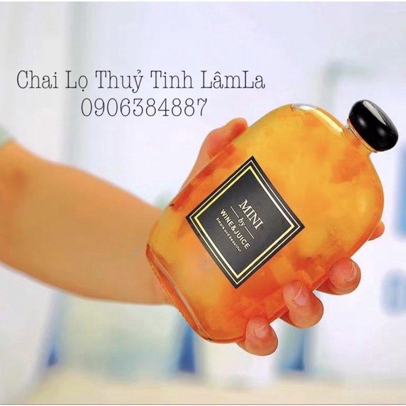 Chai Thuỷ Tinh Dẹp Bầu Nắp Nhựa Đen 250ml 350ml 500ml | BigBuy360 - bigbuy360.vn