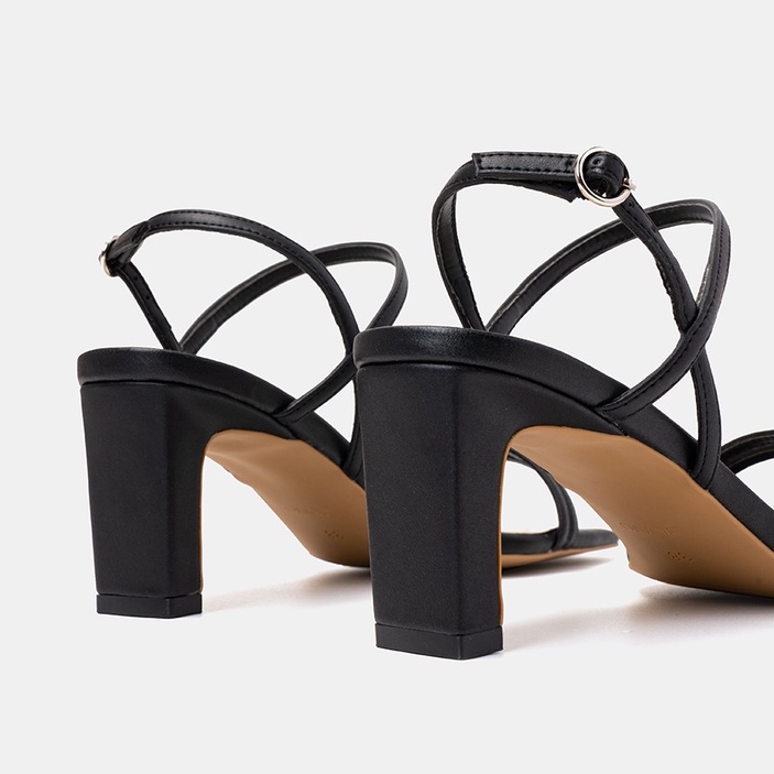 Giày Sandal 7cm Nữ Thời Trang JUNO Mũi Vuông Gót Vuông Quai Mảnh SD07077