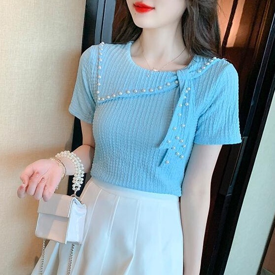 Áo Sơ Mi Chiffon Tay Ngắn Dáng Ôm Thời Trang Mùa Hè Phong Cách Hàn Quốc Dành Cho Nữ Mới