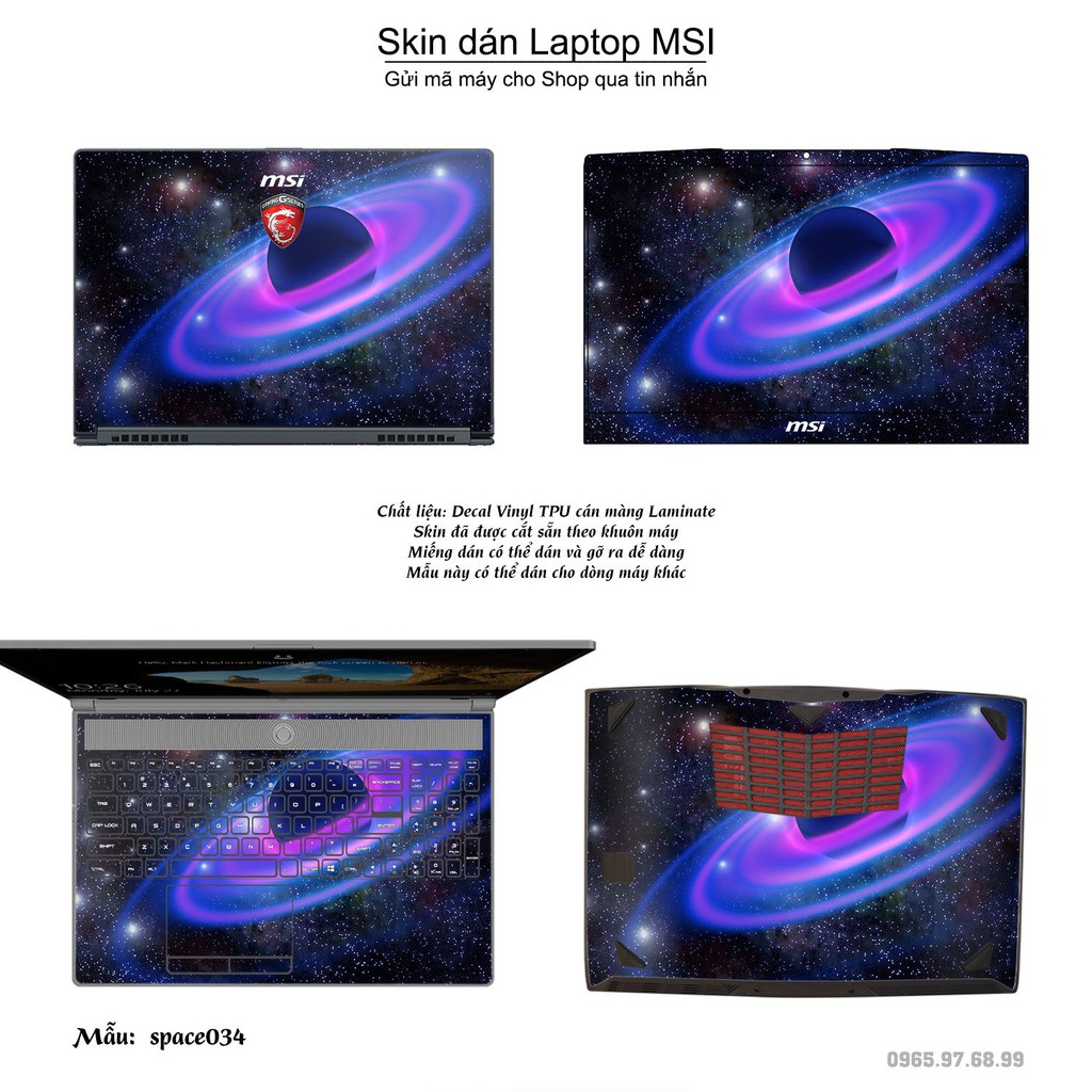 Skin dán Laptop MSI in hình không gian _nhiều mẫu 6 (inbox mã máy cho Shop)