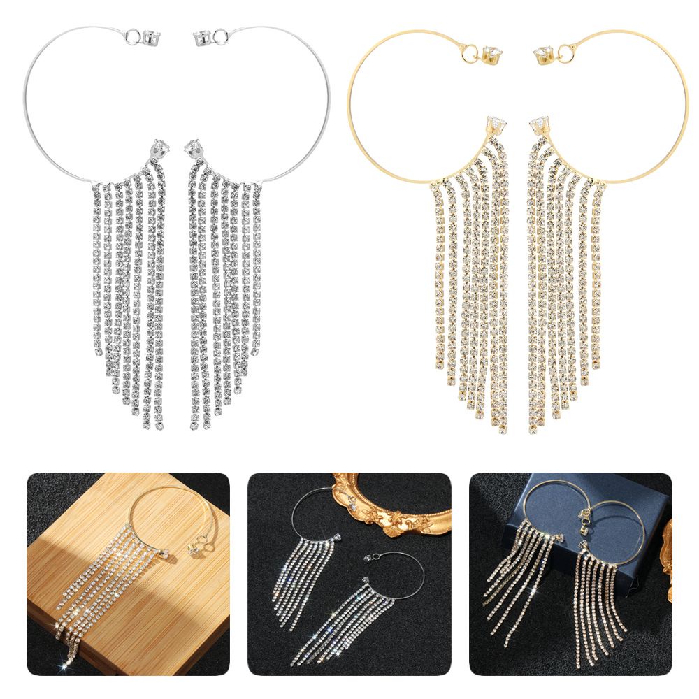 Khuyên Tai Dạng Kẹp Không Xỏ Thời Trang|Bông Tai Tua Rua DàI Sang TrọNg