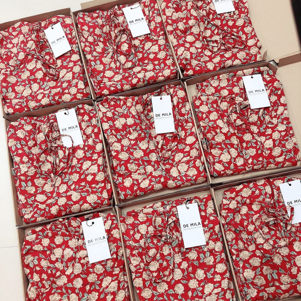 Váy Hoa Nhí,Đầm Hoa Nhí De MiLa Cao Cấp dáng dài nhún vai xẻ tà mặc đi làm,đi chơi tôn dáng cực đẹp Hàng Loại 1 Thiết Kế | BigBuy360 - bigbuy360.vn