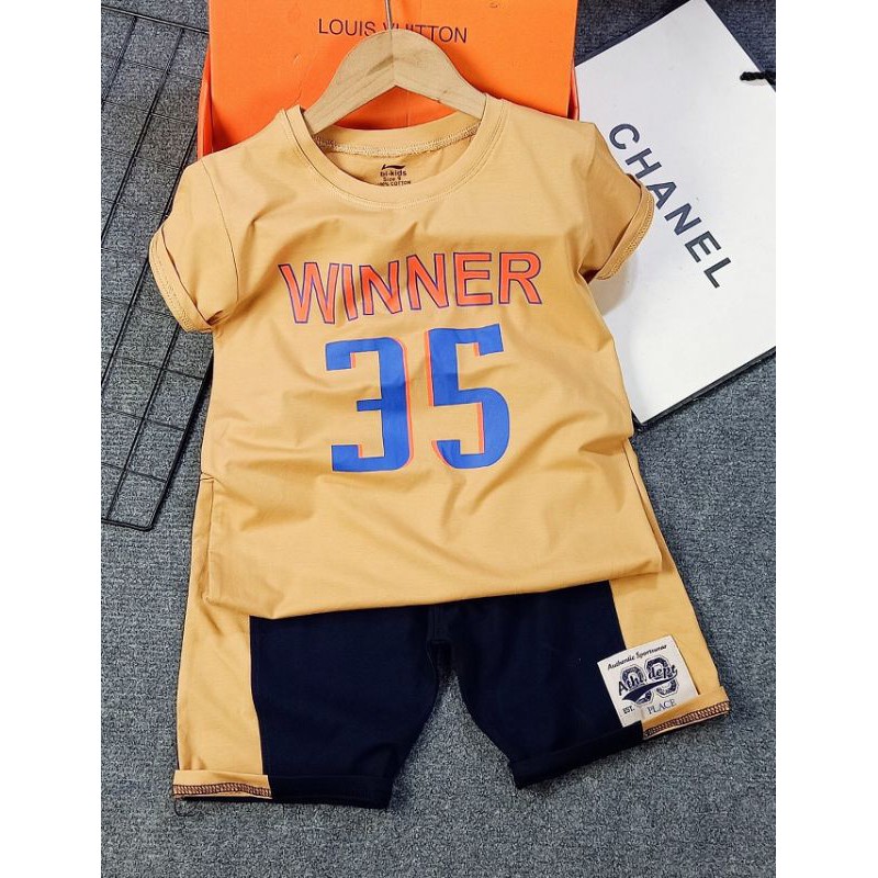 Bộ thun cotton bé trai in số siêu chất (size đại)