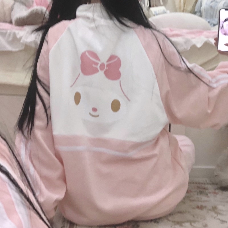 Áo khoác thể thao vải nỉ màu hồng cute my melody