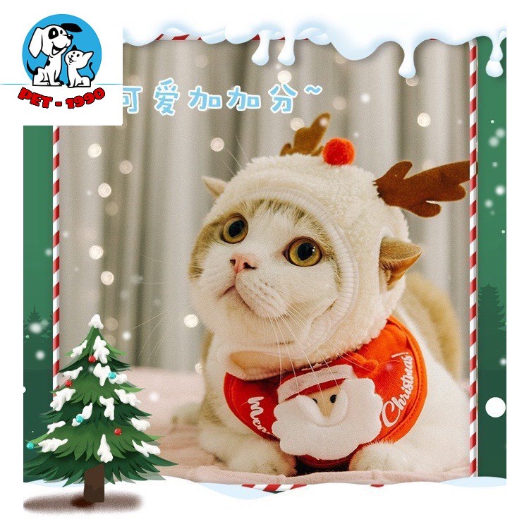 Yếm Và Mũ Noel Giáng Sinh Cho Chó Mèo - Quần Áo Noel Cho Thú Cưng Cực Đáng Yêu-  PET1990